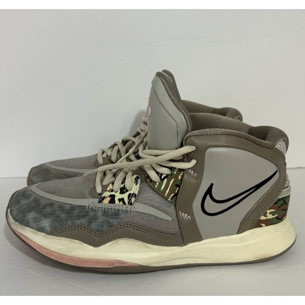 Nike Kyrie Infinity Leopard Print Camo Gray Shoe 7Y Pink Gray School Basketball